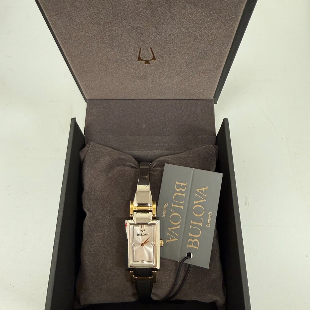 Bulova 98P229 Classic Diamond Two-Tone Stainless Steel Quartz Watch NEW